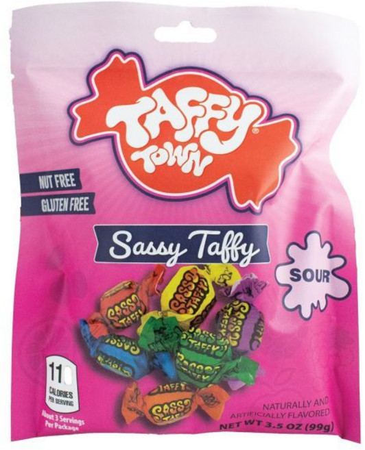 Taffy Town 누가 태피 타운 소금물 무설탕 혼합 맛 고급 사탕 부드럽고 맛있는 여름 간식 파티용 3온스, 신맛 과일 믹스, 3.5 온스, 1개