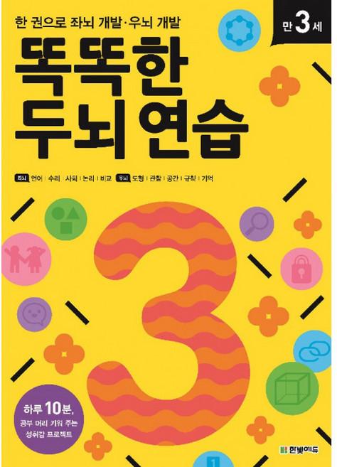 똑똑한 두뇌 연습: 만 3세:한 권으로 좌뇌 개발 우뇌 개발, 만 3세, 한빛에듀, 창의수학연구소