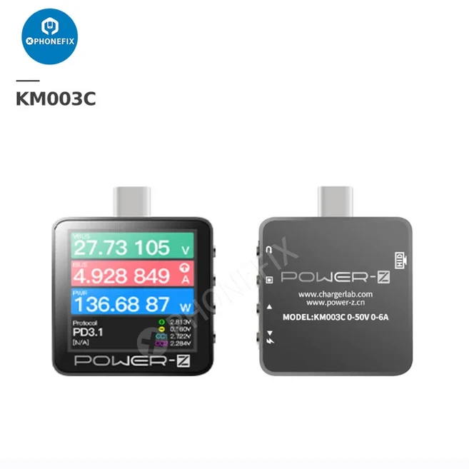 POWER-Z KM003C USB-C PD 테스터 전압계 QC5.0 리플 듀얼 볼트 미터 파워 뱅크 감지기, 02 KM003C Type-C