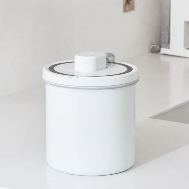 [스테인리스] 진공쌀통 10kg 쌀통 쌀보관통 쌀독 잡곡통 원터치쌀통 쌀보관함 쌀보관용기 밀폐쌀통 스텐쌀통 잡곡보관용기 쌀밀폐용기 20kg, 화이트, 1개