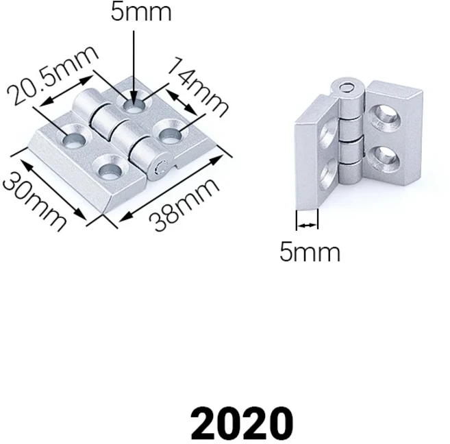 5/10Pcs 2020 아연 합금 경첩 알루미늄 프로파일 액세서리 압출 용 도어 힌지 커넥터, 02 2020 Silver (10pcs)
