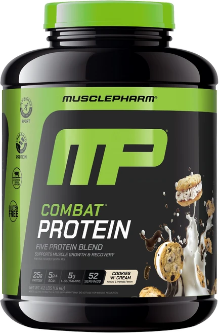 머슬팜 컴뱃 프로틴 파우더 드링크 믹스 쿠키앤크림, 1814g, 1개 - 쿠팡