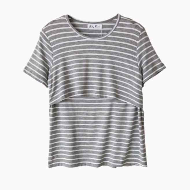 BabyShare時尚孕婦裝 莫代爾短袖孕婦哺乳衣【MOS001D1R】