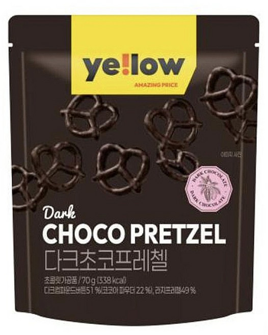 옐로우 다크초코 프레첼, 70g, 3개