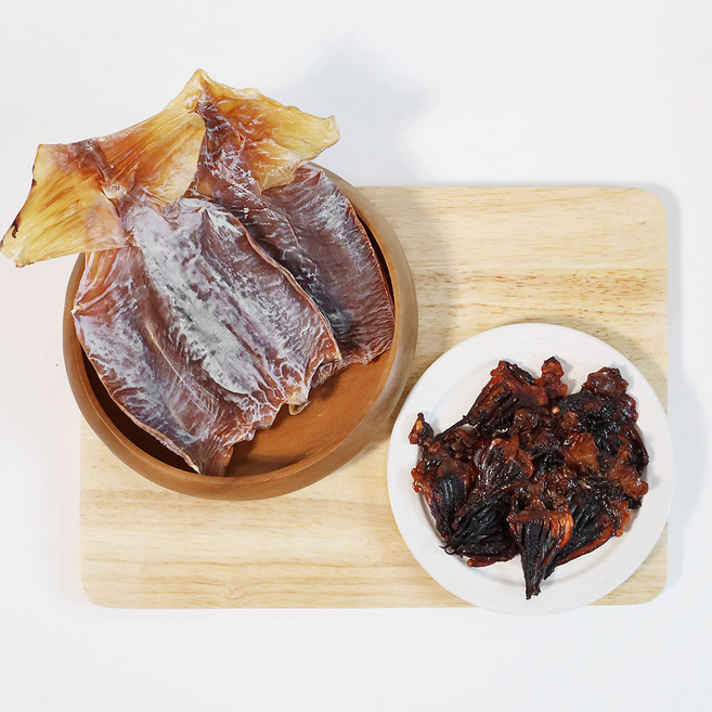 껍질제거 마른오징어 몸통 + 미니 숏다리 세트 / 주전부리 마른안주, 1세트, 오징어몸통2미+미니숏다리