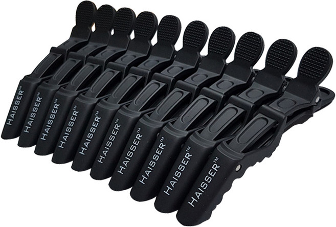 헤이져 악어 집게핀 헤어 클립 미용실 미용핀셋 무광 NON SLIP, 악어클립_검정색 10개, 1세트