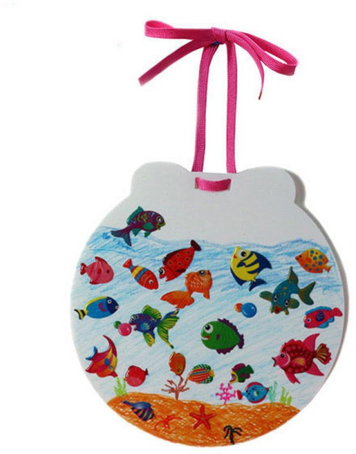 물고기 스티커 꾸미기 채색 벽걸이 종이 어항 만들기 5인 학원 유치원놀이, 1개