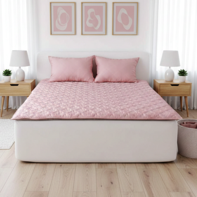 디메이드베딩 직접제작 60수 순면 모달 사계절 돌 흙침대 패드 토퍼 매트리스 슈퍼싱글 퀸 킹사이즈, 인디핑크