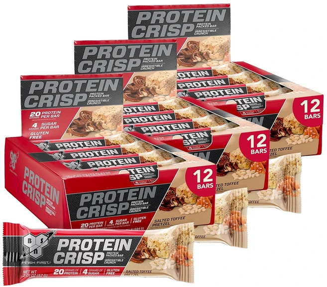 비에스엔 프로틴 크리스프 단백질 바 솔티드 토피 프레첼 12개입, 684g, 3개 - 쿠팡