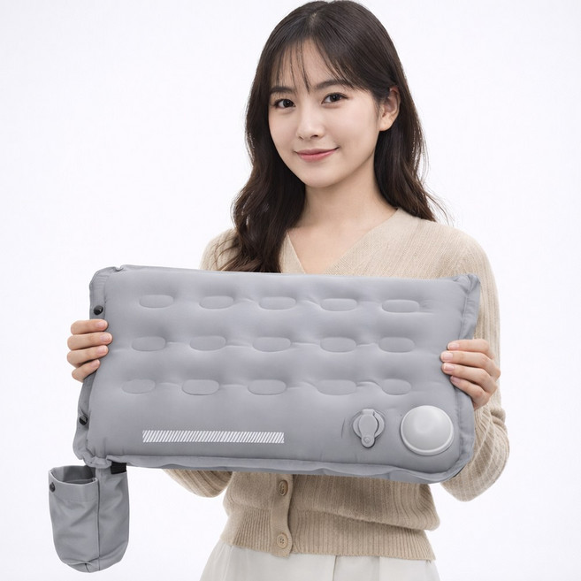 생기당 에어쿠션방석 공기방석 휴대용 펌프형, 그레이(gray)
