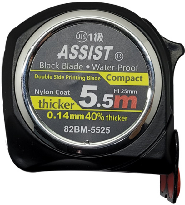 자석줄자 블랙 assist 5.5M 7 5M 작업줄자 소형줄자 매직락, 7.5M, 1개