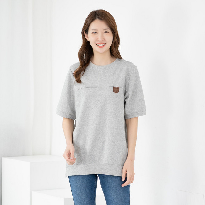 엄마옷 티셔츠 반팔 면맨투맨 롱 6CVB04030마담 중년여성 빅사이즈 50대 60대 70대 할머니옷