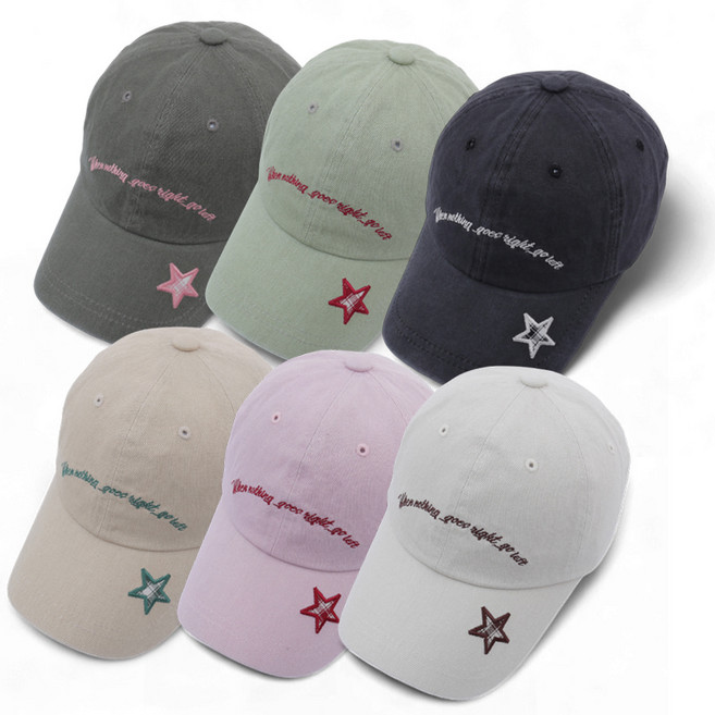 데일리 레터링 별 자수 여성 소두핏 얼굴 작아보이는 캡모자 야구 모자 볼캡 봄 파스텔