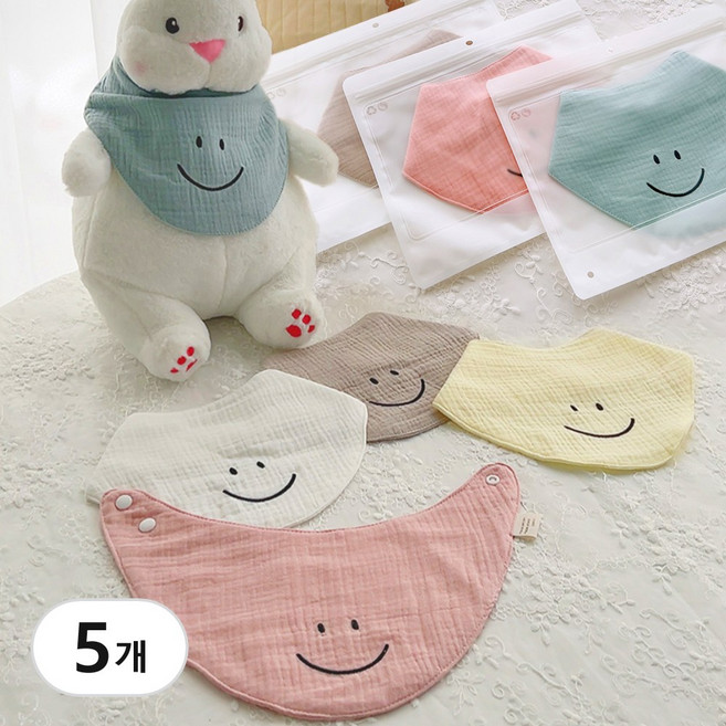 6중 거즈 유아 스카프빕 여름 순면 목수건 개별포장 아기 침받이 침턱받이 세트