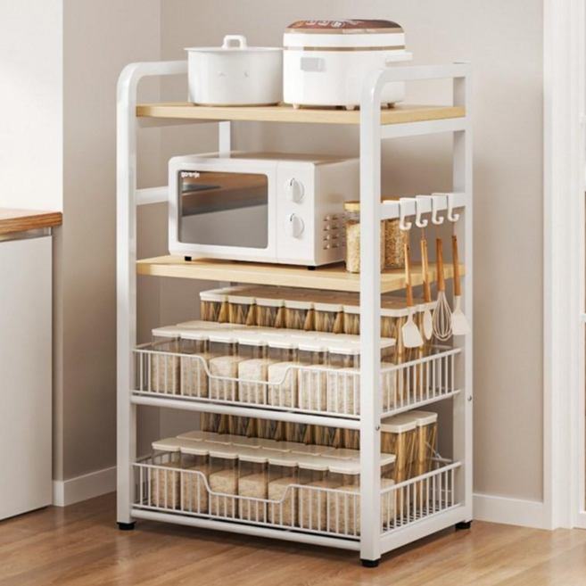 하이피러브 다용도 주방 선반 전자레인지 선반, 1개, 화이트