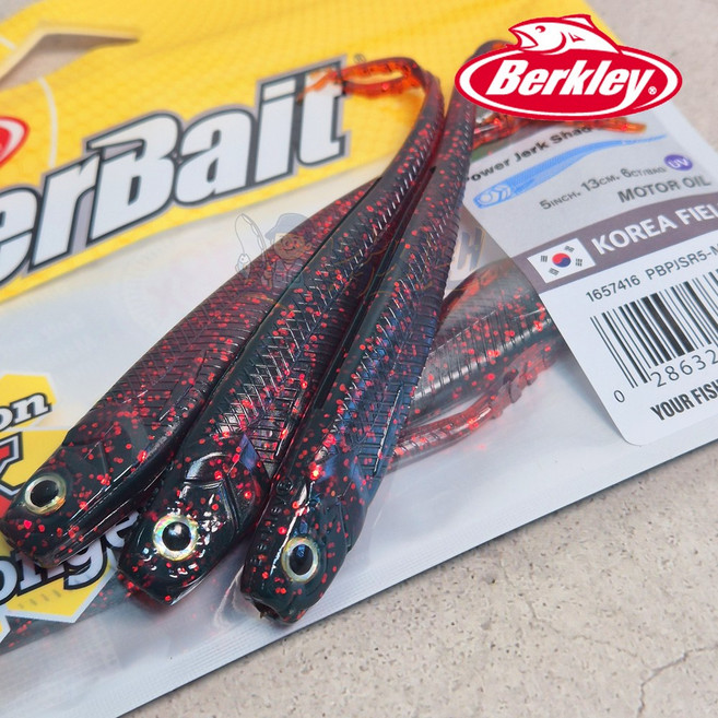 버클리 저크쉐드 5인치 광다 광어 다운샷 웜, REAL-모터오일레드, 1개, 10g