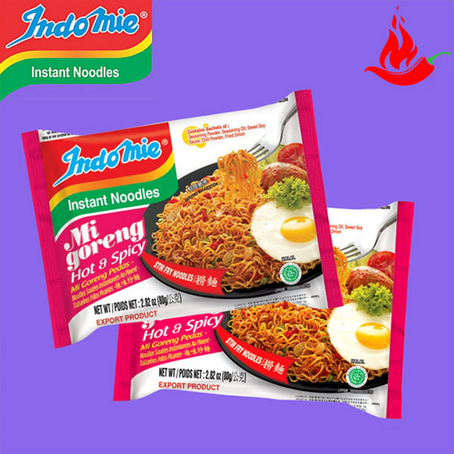 인도네시아 로컬 인도미 미고랭 볶음면 핫 앤 스파이시 indomie mi goreng pedas flavor (매운맛) 85g, 2개