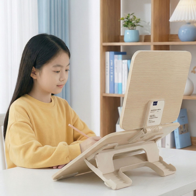 2단 각도조절 독서대 필기용 흔들림 없는 안정형 어린이 학생 공부용 책받침대 대형 초등 자세교정, 화이트