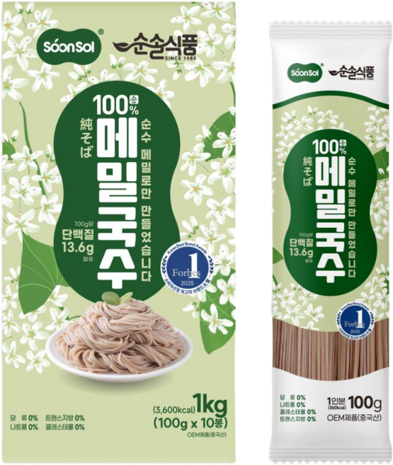 순솔 100% 메밀국수 제로나트륨 설탕없는면, 1박스, 1kg
