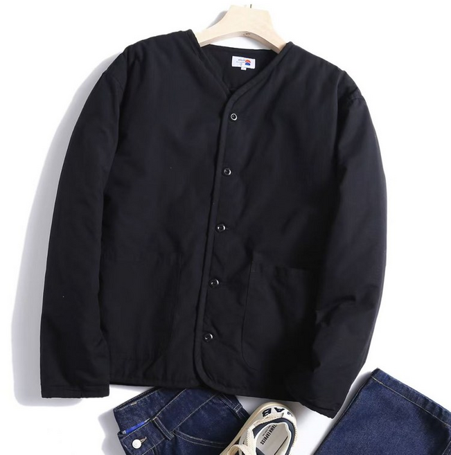 JoYouth 베이직 남성 일본 노카라 브이넥 루즈핏 자켓 퀄팅 누빔 잠바