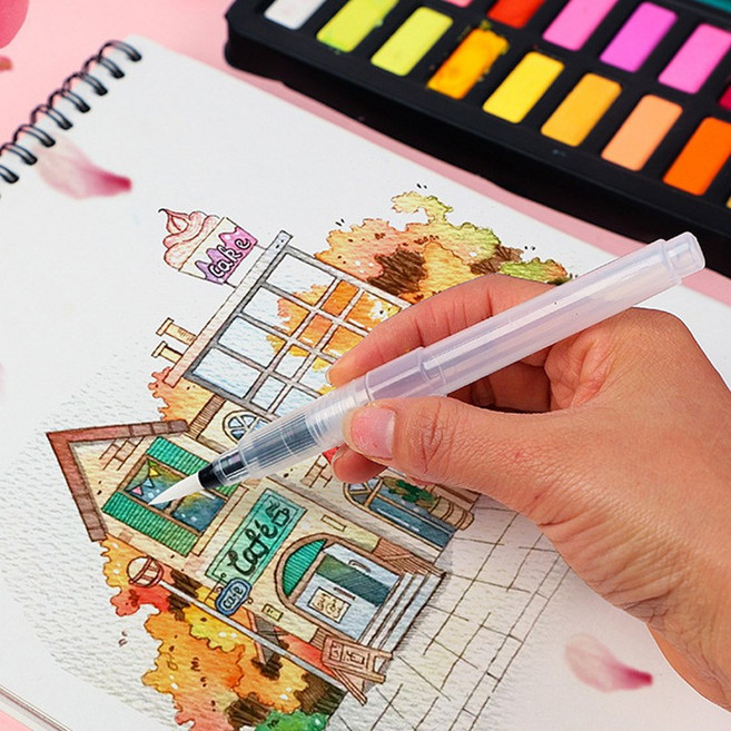 미니플 수채화 워터브러쉬 12종, 1통, 혼합