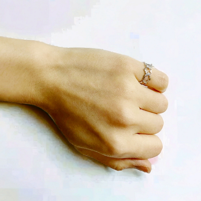 쥬얼포레 국산 프리사이즈 조절형 반지 그라지아 플라워 애끼반지 레이어드 애끼 데일리 애끼링 새끼손가락 레이어드링 우정반지 실버 여성 남녀공용