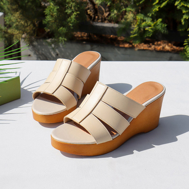 로퍼 구두 신발 바닐라슈 아니스 스트랩 통굽웨지힐 뮬 슬리퍼(7cm)