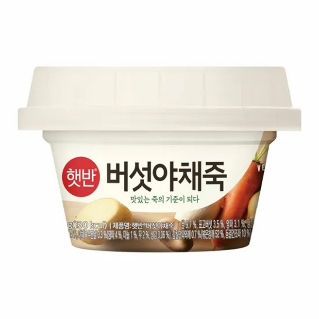 (햇반 소프트밀) 비비고 버섯야채죽, 268g, 2개