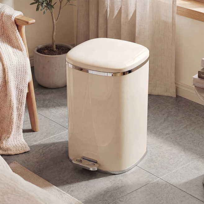 코지티 멜로우 라운드 휴지통, 베이지 크림