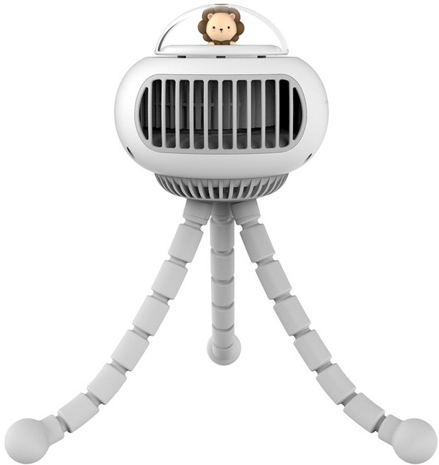 MYH 문어발 집게형 날개없는 유모차선풍기, 흰색, 3600mAh White