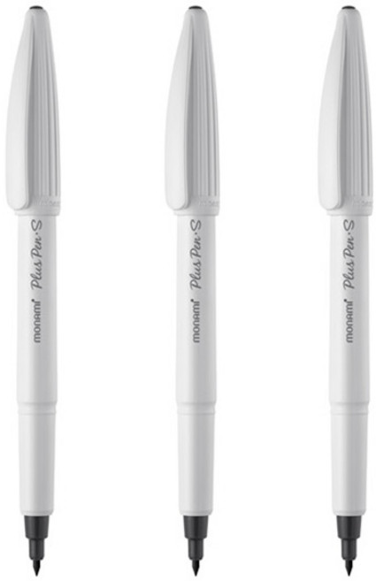 모나미 프러스펜S 리필형 수성펜(클립타입), 화이트, 3개입
