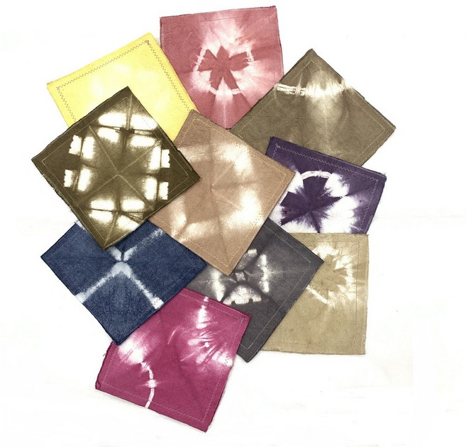 [ 2매 DIY 컵받침 만들기 ] 천연염색 놀이 체험용 키트 티코스터 재료 개별포장, 녹차+그레이