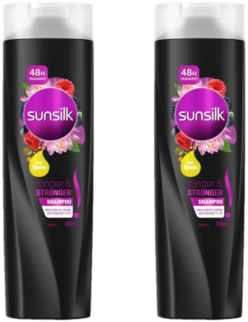 썬실크 비오틴 롱거 스트롱거 샴푸 Sunsilk Biotin Shampoo Longer Stronger, 2개, 350ml