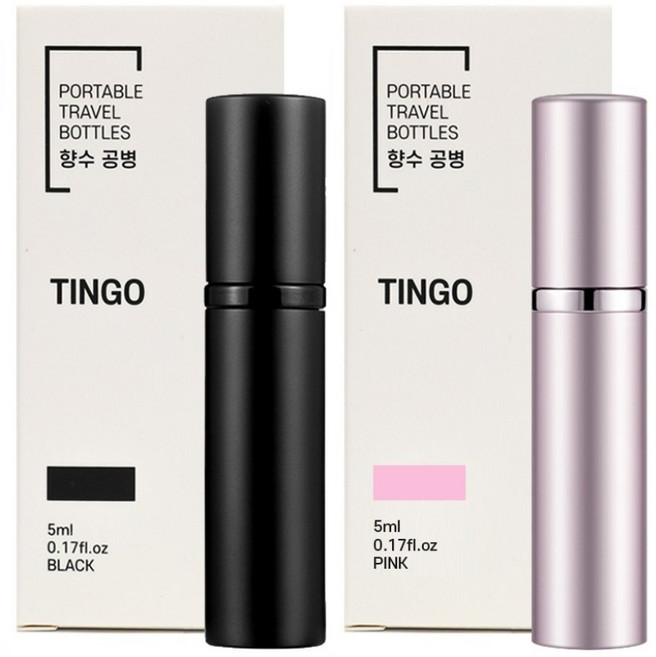 팅고 펌핑충전 향수공병 5ml, 블랙+핑크, 2개