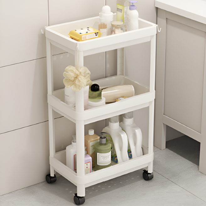 살림소담 화장실 정리함 무타공 욕실 코너 선반, 화이트 3단
