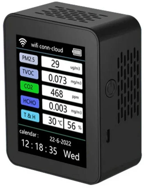 역류 에어 품질 감지기 PM2.5 냄새 VOC 포름알데히드 알람 시계 달력 WIFI 도구 모니터, 08 Type 2 6In1 tuya B