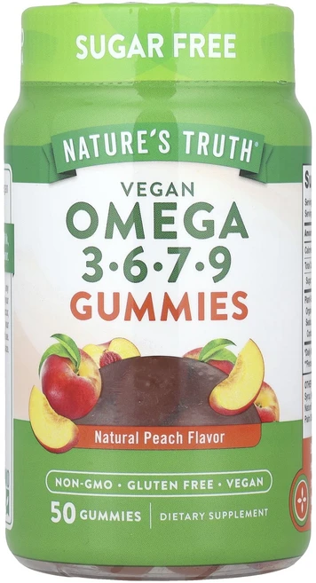 새해 첫좋은선물 Nature's Truth 비건 오메가 3-6-7-9 구미젤리 천연 복숭아 구미젤리 50개 제대로 할인합니다, NaturesTruth비건오메가3679구미젤리천연복숭아 - 쿠팡