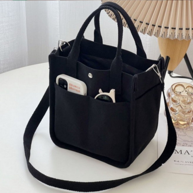 돈워리 가볍고 예쁜 무지 사각 캔버스백 숄더백 크로스백