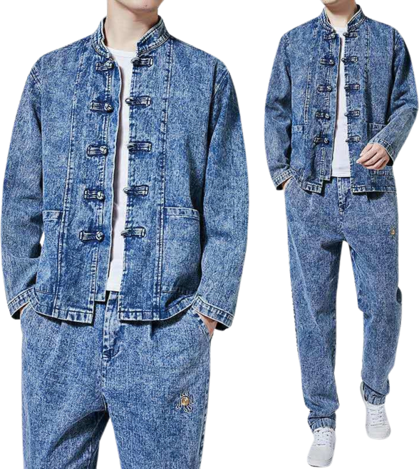 남성 캐주얼 세트 생활 개량 빅사이즈 칠부소매 캐주얼 세트