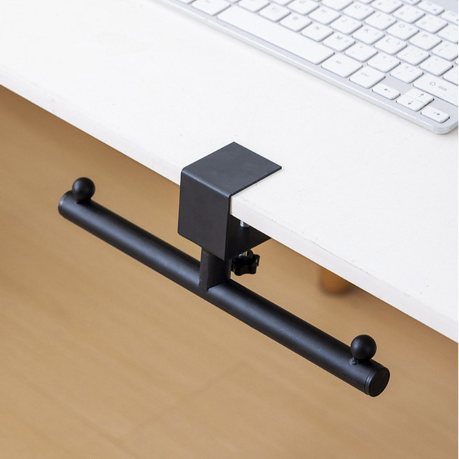 인센업 무타공 헤드셋 거치대 책상 클램프형 헤드폰 걸이, 1개, 블랙