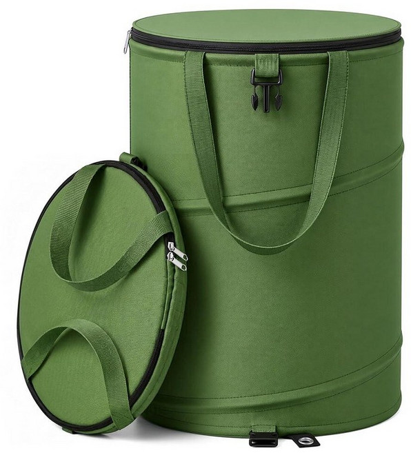 27 Gallon Collapsible Outdoor Trash Can/Recycle Bin Reusable Lawn and Leaf Bags with Zipper Lid