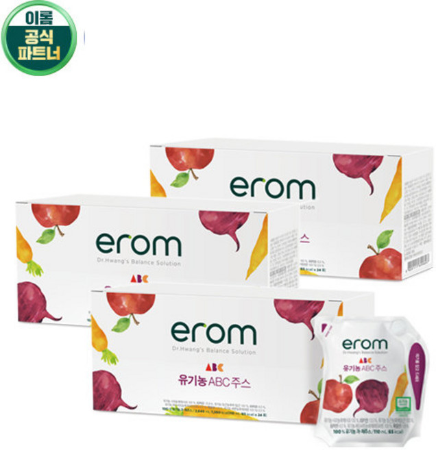 이롬 유기농 ABC주스, 110ml, 72개