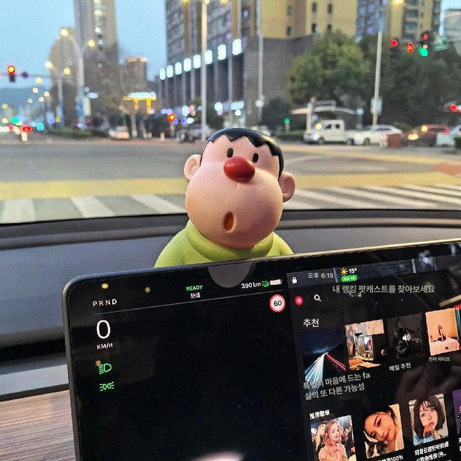 올원픽 테슬라모니터인형 디스플레이 메인보드 테슬라, 1개, 23cm 통통한 호랑이 그린 회전가능한머리