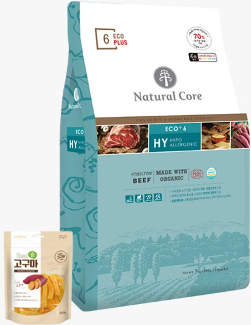네츄럴코어 전연령 유기농 70% 에코플러스6 소고기+고구마200g 건식사료, 1개, 7kg, 소고기 - 쿠팡