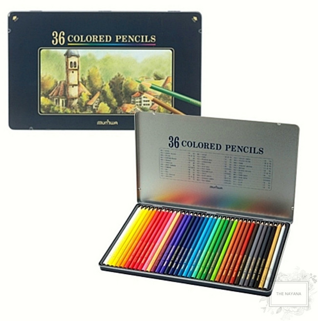 문화연필 수채색연필 넥스프로 24개입 36색 틴케이스 고급 수채화 박스
