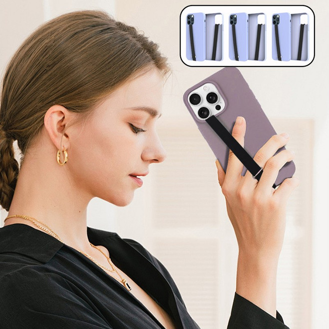 KLW 3세트 핸드폰 핑거 스트랩 핸드폰 스트랩 휴대폰 스트랩, 1개, 블랙+블랙+블랙