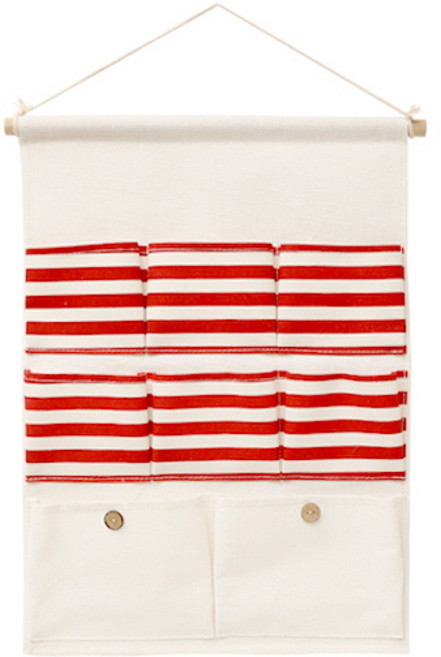 더자카 패브릭 8칸 벽 수납포켓 Q301ZFA018, 레드, 1개