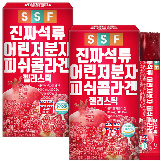 순수식품 석류 저분자 콜라겐 젤리 스틱, 300g, 2개