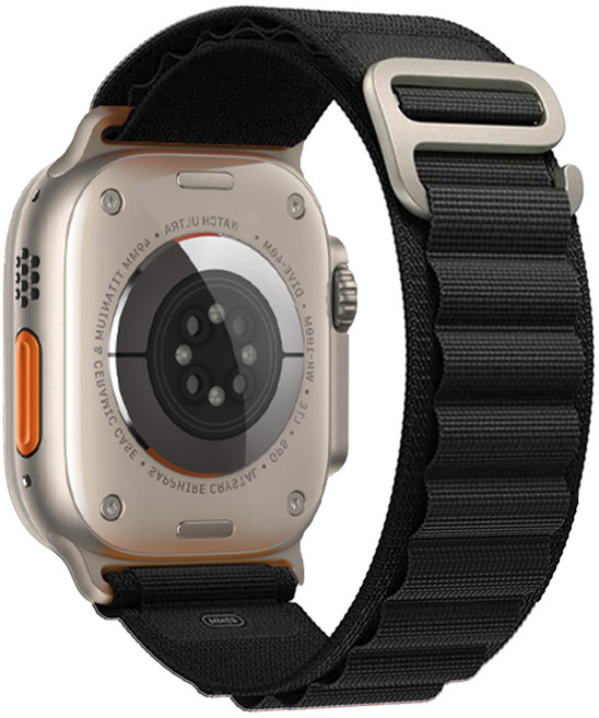 Fegwilde 애플워치 울트라 1/2/3 호환 스트랩 나일론 스포츠 알파인 루프 11 10 9 8 7 3 SE 1/2/3 38/40/41/42/44/45/46/49mm 밴드, 검은색