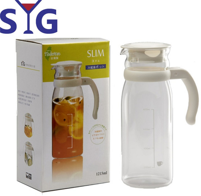 SYG SLIM 冷藏庫玻璃水壺 1215ml, 白, 1個